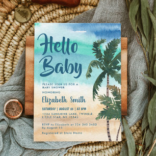 Tropical Palm Beach Baby Shower Invitation
