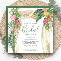 Tropical Palm Beach Boho Pampas Arch Bridal Shower