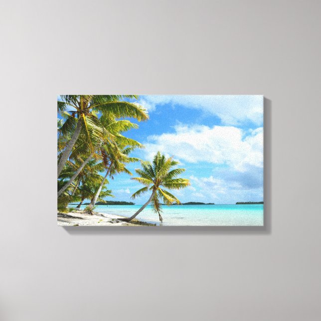 Tropical palm beach canvas print (Front)
