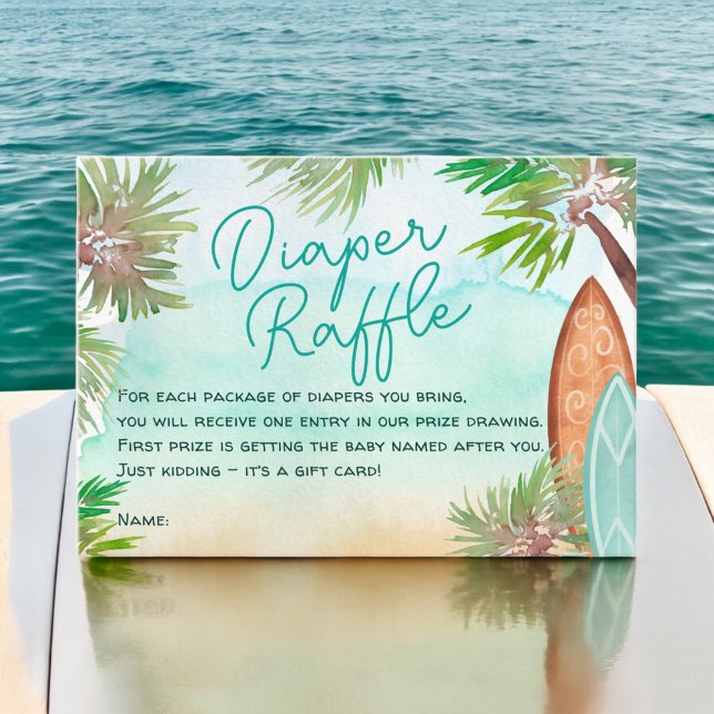  Tropical palm beach diaper raffle baby shower Enclosure Card (Tropical palm beach diaper raffle baby shower Enclosure Card)