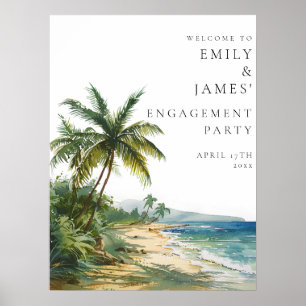 Tropical Palm Beach Engagement Party Welcome Sign
