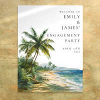 Tropical Palm Beach Engagement Party Welcome Sign