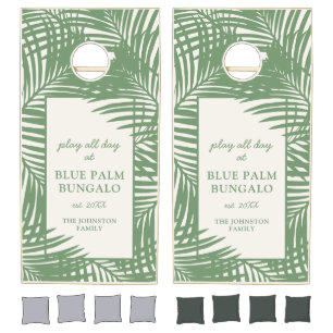 Tropical Palm Beach House Name Custom Cornhole Set