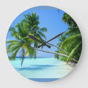 Tropical Palm Beach! Large Clock