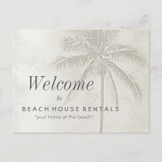 Tropical Palm Beach Rentals Postcard (Front)