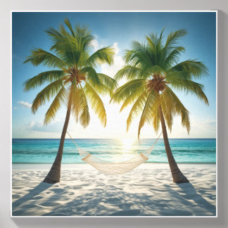 Tropical Palm Beach Wall Art Canvas Photo Tile