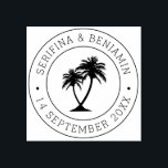 Tropical Palm Beach Wedding Custom Passport Stamp<br><div class="desc">Tropical Beach Wedding Round Rubber Stamp with 2 Palm Trees and the Couple's Name and Date in a Circle, available in several sizes and great for DIY projects for an island destination wedding. Looks great as an addition to passport or boarding pass invitation envelopes because it also works as a...</div>