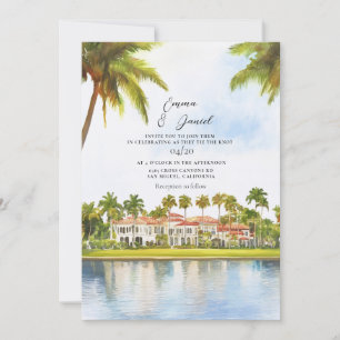 Tropical Palm Beach Wedding Invitation