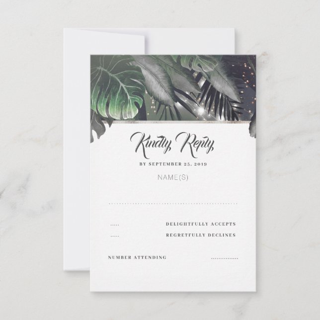 Tropical Palm Beach Wedding RSVP (Front)