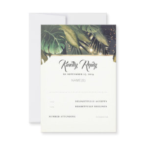 Tropical Palm Beach Wedding RSVP Card