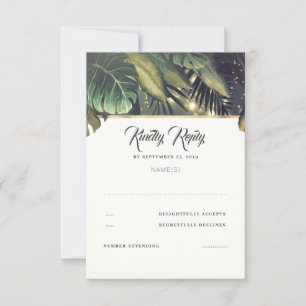 Tropical Palm Beach Wedding RSVP Card
