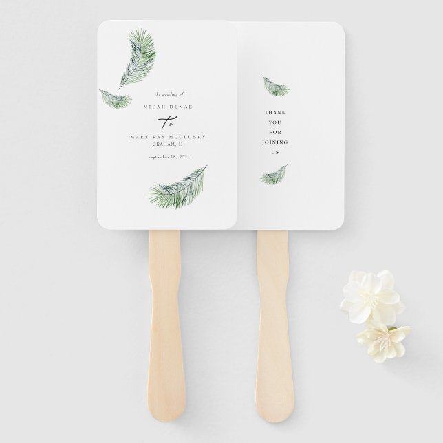 Tropical Palm Beach Welcome Outdoor Wedding Hand Fan (Front and Back)