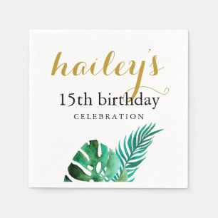 Tropical Palm Birthday Celebration with Name Napkins