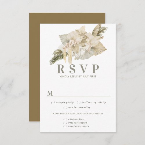 Tropical Palm Boho RSVP Card Meal Options