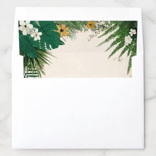 Tropical Palm Botanical Fern Fronds Floral Wedding Envelope Liner