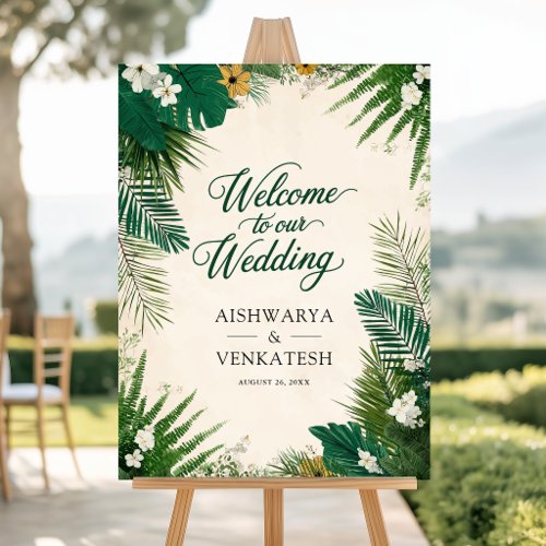 Tropical Palm Botanical Fern Wedding Welcome Sign