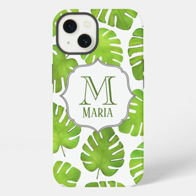 Tropical Palm Botanical Personalized Monogram Case (Back)