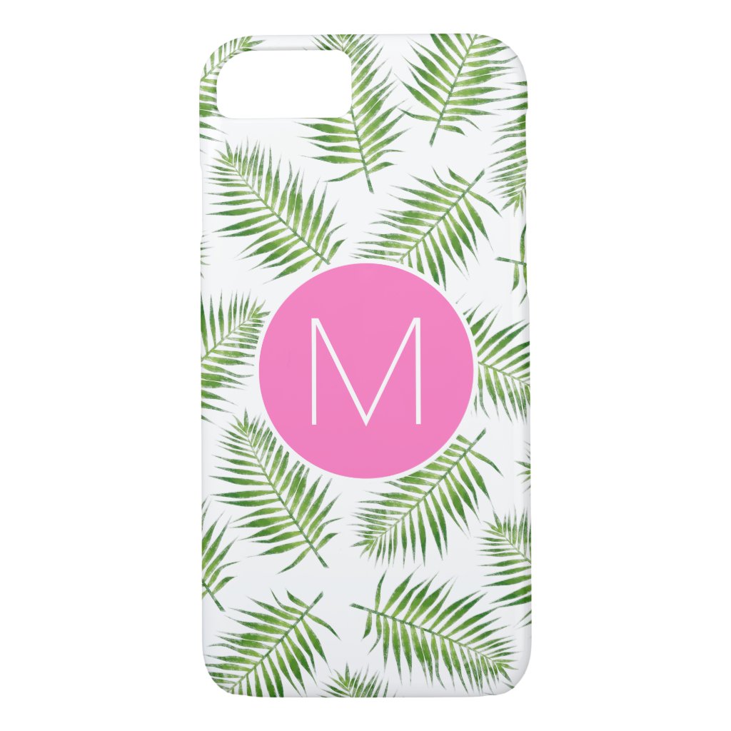 Tropical Palm Branches with Monogram iPhone 8/7 Case