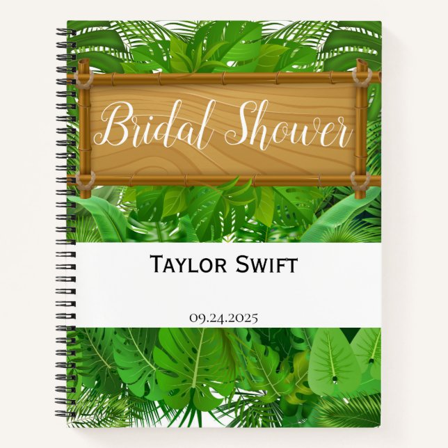 Tropical Palm Bridal Shower Gift Tracker Notebook (Front)