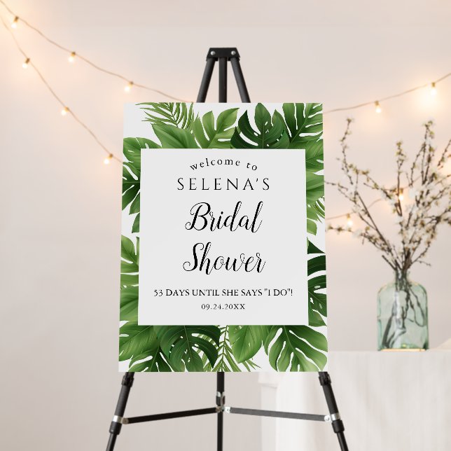 Tropical Palm Bridal Shower Welcome Sign (In Situ (Stand))