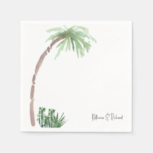 Tropical Palm Cactus Wedding Script Names Cocktail Napkins