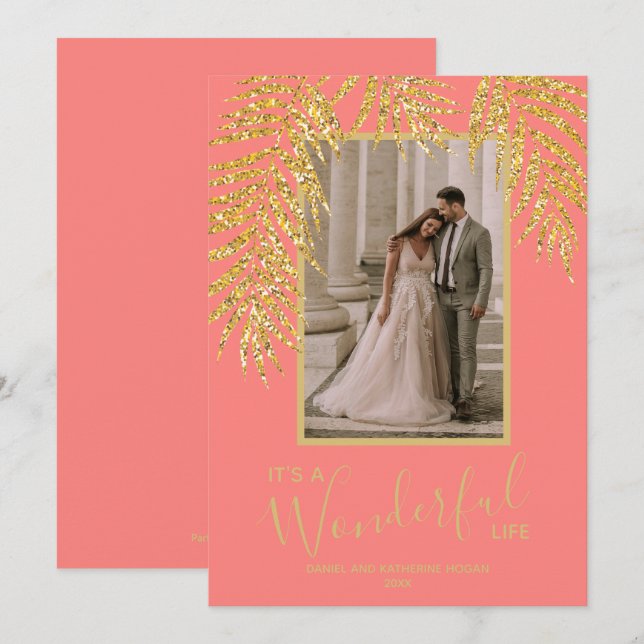 Tropical Palm Christmas Photo Cards (Front/Back)