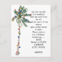 Tropical Palm Christmas Tree Holiday Party Invite