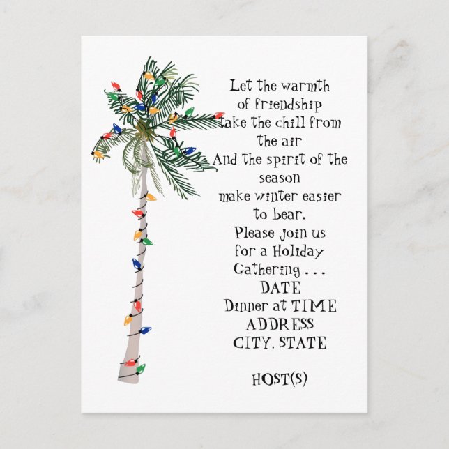Tropical Palm Christmas Tree Holiday Party Invite (Front)