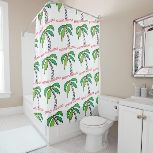 Tropical Palm Christmas Tree Shower Curtain