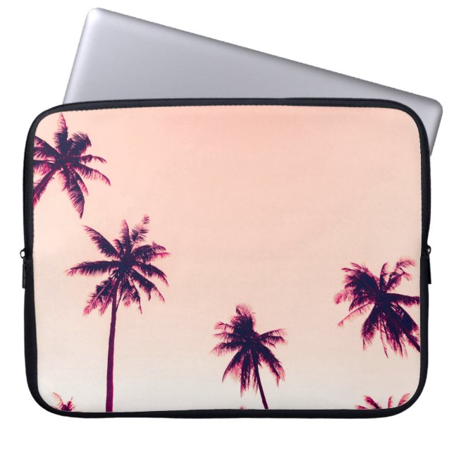 Tropical palm coconut trees on sunset sky nature b laptop sleeve (Front)