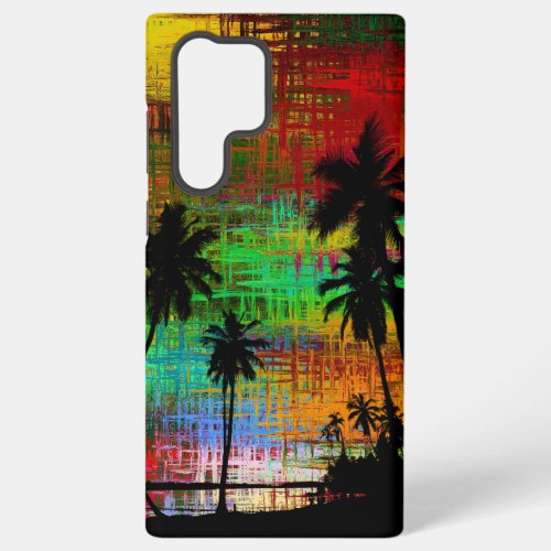 Tropical Palm  Colorful Graffiti Scribble Sky Samsung Galaxy S22 Ultra Case