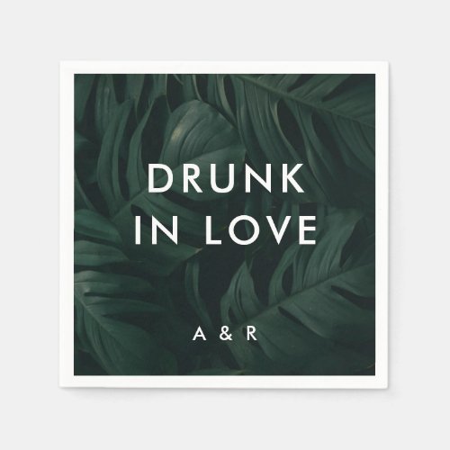 Tropical Palm Destination Wedding Drunk In Love Napkins