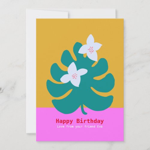 Tropical palm floral  trendy modern birthday Card