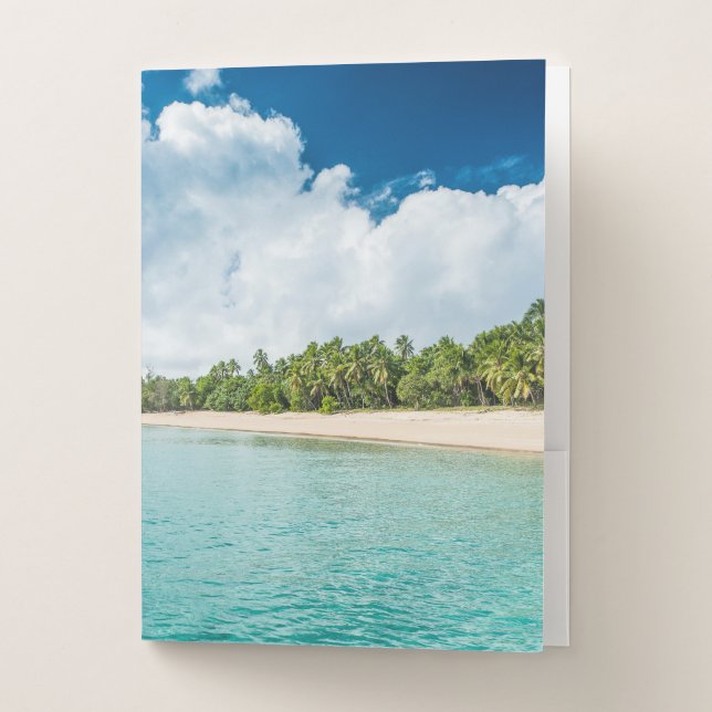 Tropical Palm Fringed Beach Pocket Folder (Front)