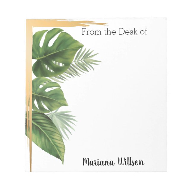 Tropical Palm From the Desk of, Personalized Notepad (Front)
