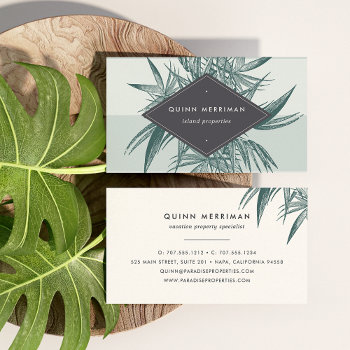 Tropical Palm Frond Business Card by RedwoodAndVine at Zazzle