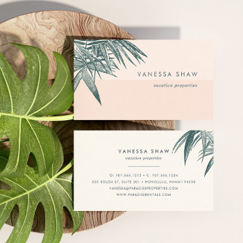 Tropical Palm Frond Colorblock Business Card by RedwoodAndVine at Zazzle