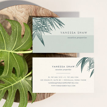 Tropical Palm Frond Colorblock Business Card by RedwoodAndVine at Zazzle