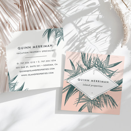 Tropical Palm Frond Square Business Card