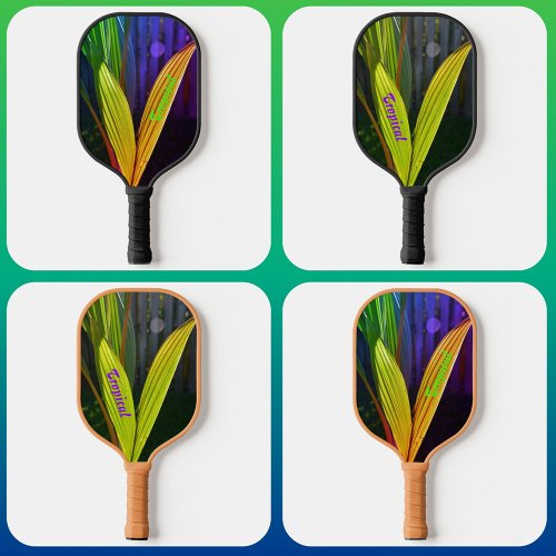 Tropical Palm Fronds Bright Colorful Personalized Pickleball Paddle