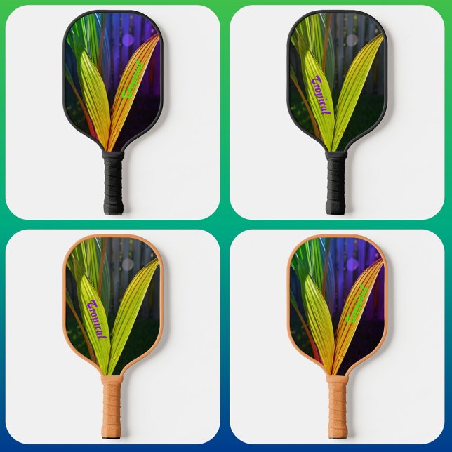 Tropical Palm Fronds Bright Colorful Personalized Pickleball Paddle (Creator Uploaded)