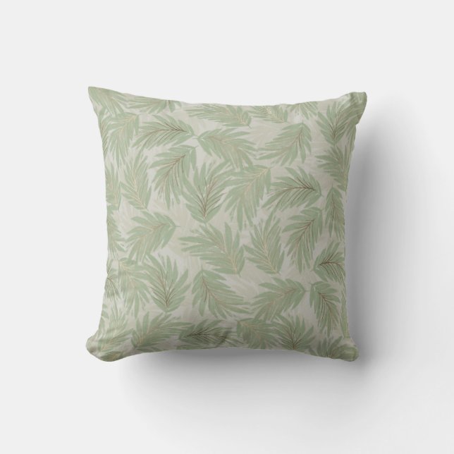 Tropical Palm Fronds Throw Pillow (Front)