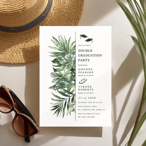 Tropical Palm Greenery Double Graduation Party