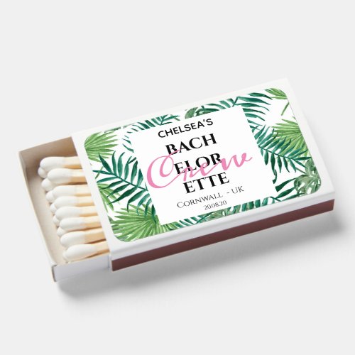 Tropical Palm Greenery Leaves Bachelorette Party  Matchboxes