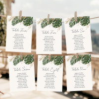 Tropical Palm Greenery Seating Chart Table Plan