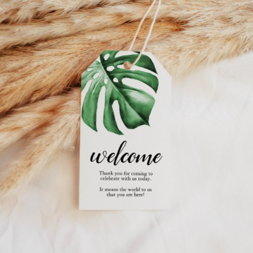 Tropical Palm Greenery Welcome Note Tags