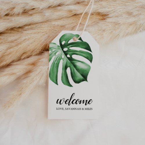 Tropical Palm Greenery Welcome Tags