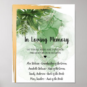 Tropical Palm In Loving Memory Wedding Sign