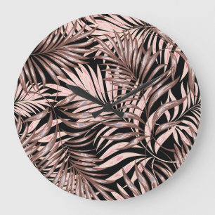 Tropical Palm: Jungle Floral Pattern. Large Clock