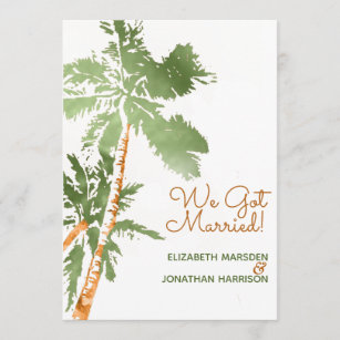 Just Married Wedding Elopement Announcement Cards, 5″ x 7″, Tropical  Foliage, Summer Wedding – LoveAtEverySight